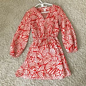 Red patterned dress